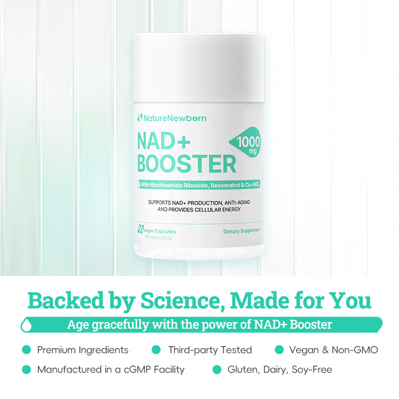 NAD+ Booster High Purity NAD+ Supplement for Triple Anti-Aging, Energy, Focus - 60 Count - Vitamin & Wellness Dietary Healthcare Edible Nutrition Fitness