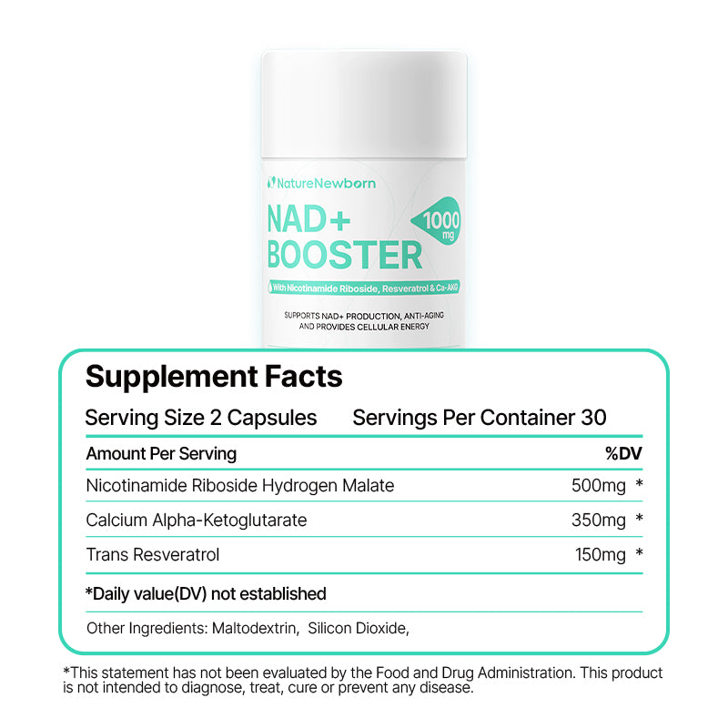 NAD+ Booster High Purity NAD+ Supplement for Triple Anti-Aging, Energy, Focus - 60 Count - Vitamin & Wellness Dietary Healthcare Edible Nutrition Fitness