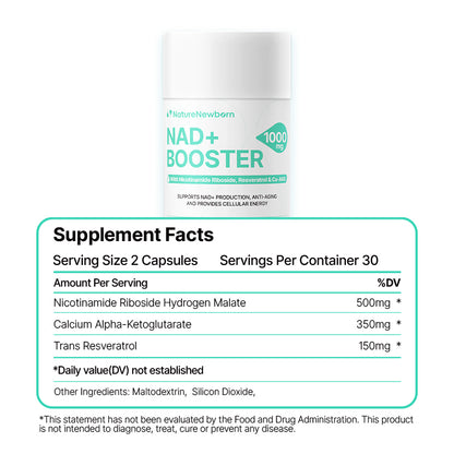 NAD+ Booster High Purity NAD+ Supplement for Triple Anti-Aging, Energy, Focus - 60 Count - Vitamin & Wellness Dietary Healthcare Edible Nutrition Fitness